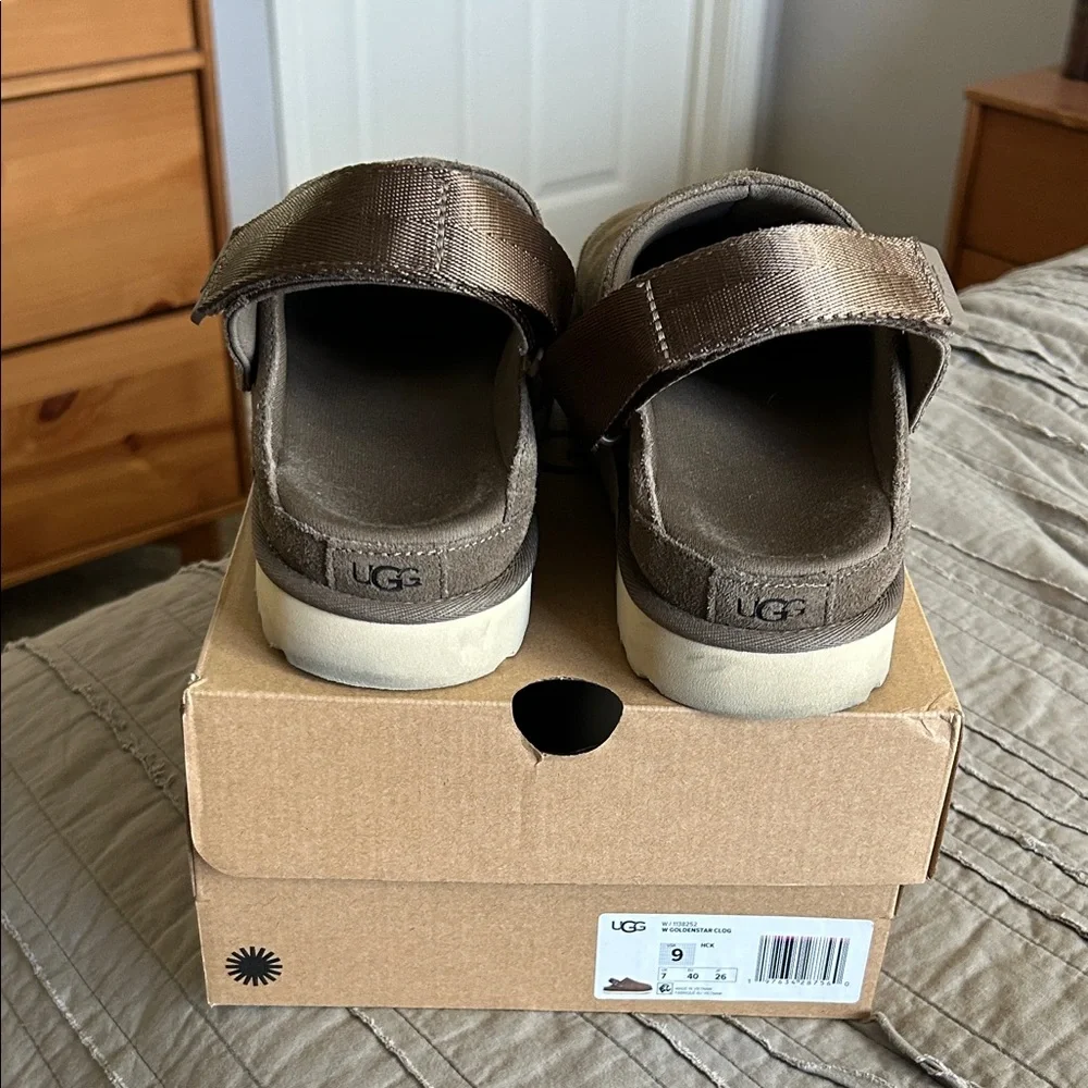 UGG Women’s Goldenstar Clog Tan / Hickory Suede Slip-On Loafers - Picture 3 of 5